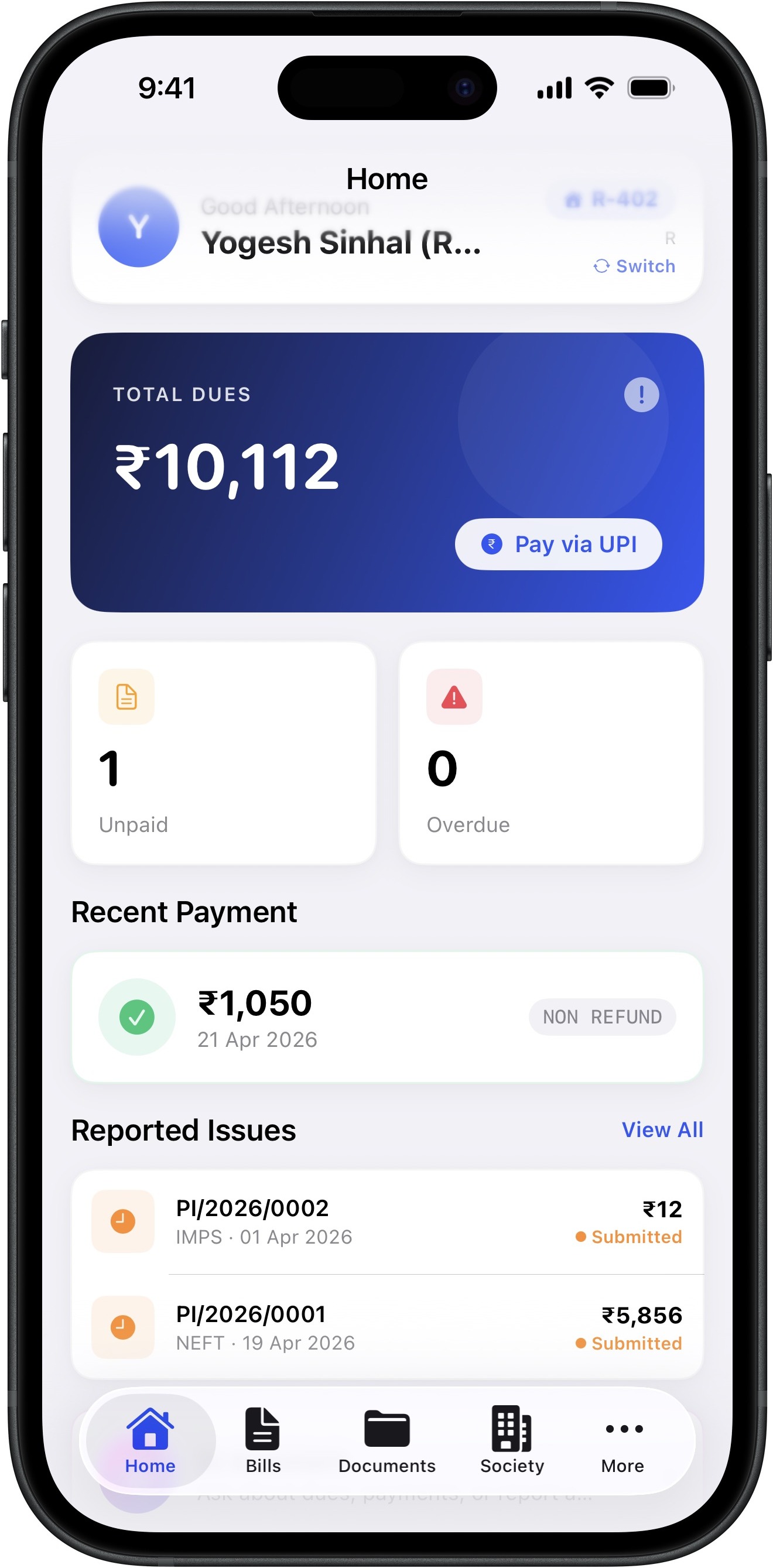 Member Home Dashboard